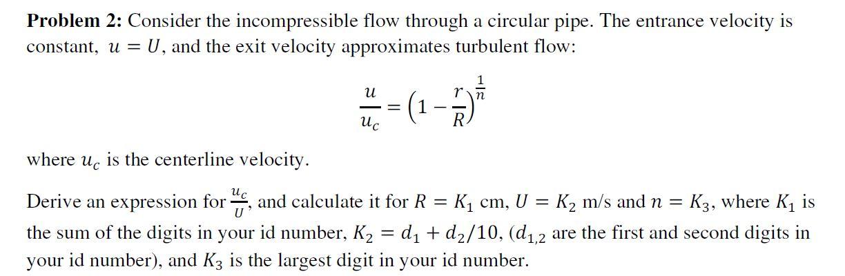 Solved Problem 2: Consider the incompressible flow through a | Chegg.com