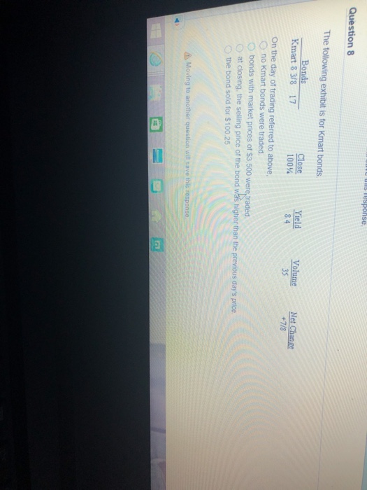 Solved Question 8 The following exhibit is for Kmart bonds