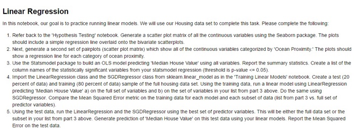 Linear Regression In this notebook, our goal is to | Chegg.com