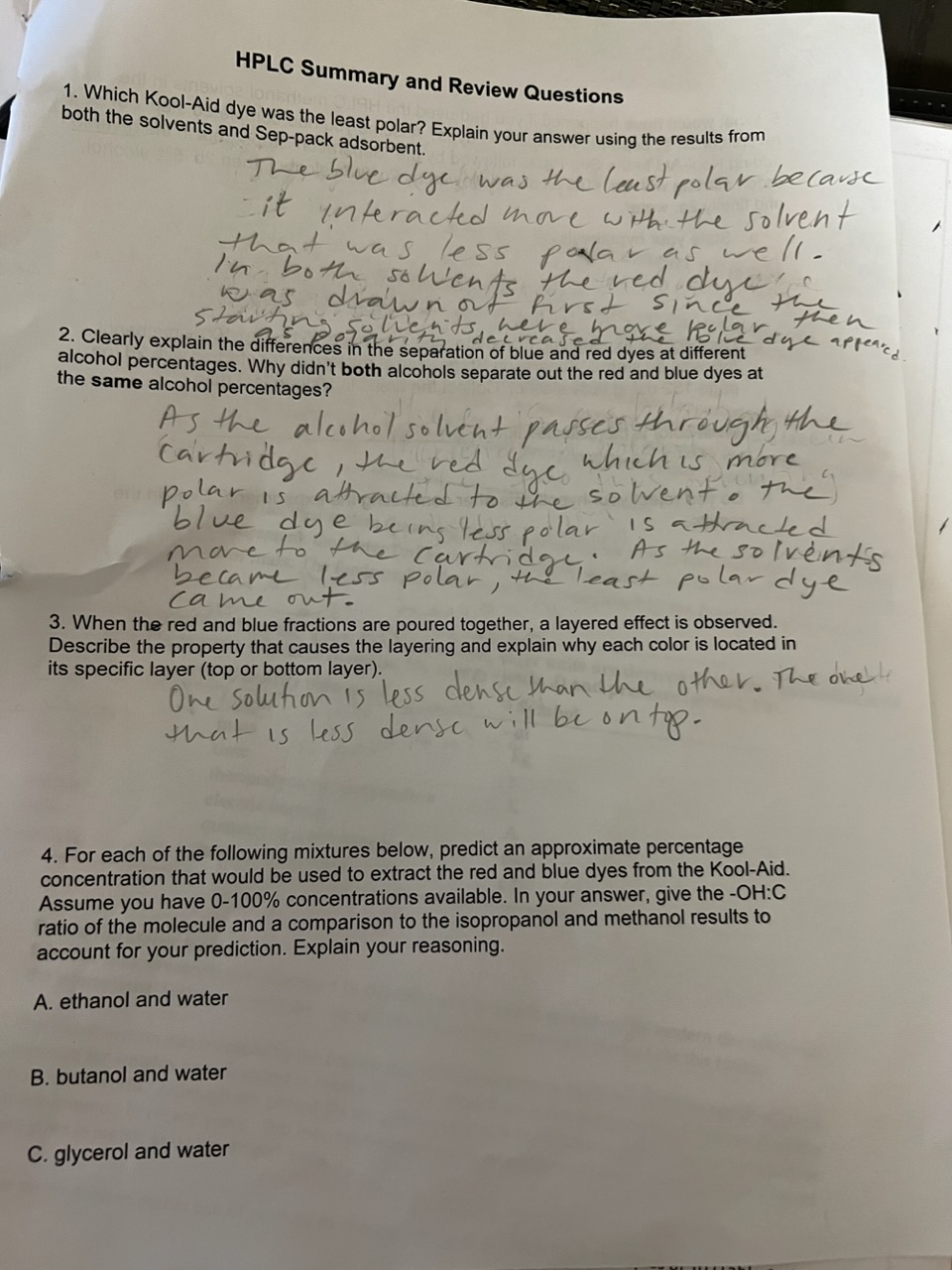 Solved C Summary and Review Questions 1. Which Kool-Aid dye