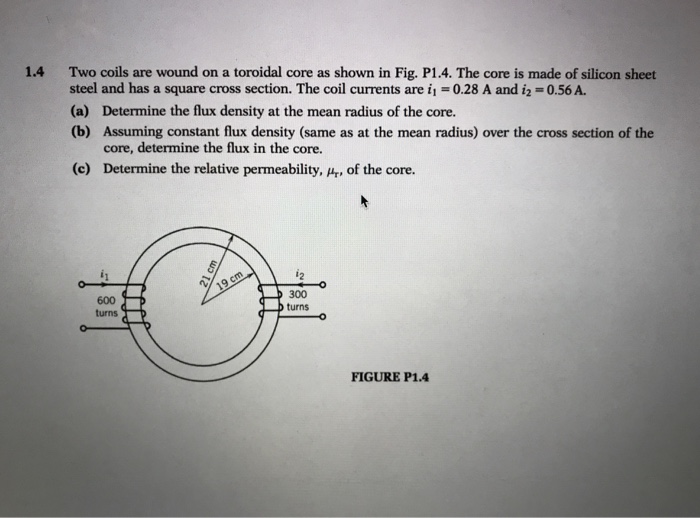 Solved Two Coils Are Wound On A Toroidal Core As Shown In | Chegg.com