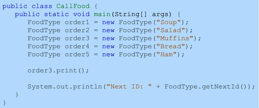 Solved public class CallFood { public static void | Chegg.com