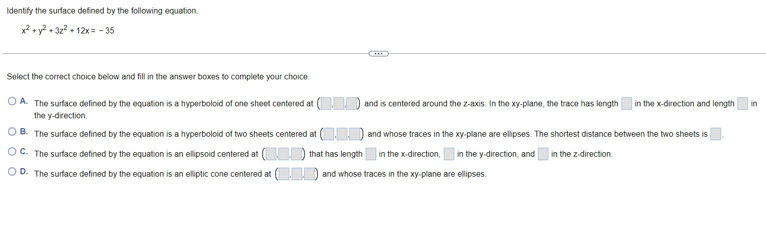 Solved Identify the surface defined by the following | Chegg.com