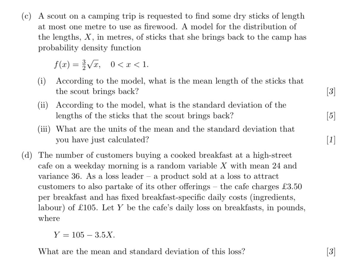 Solved [3] (c) A scout on a camping trip is requested to | Chegg.com