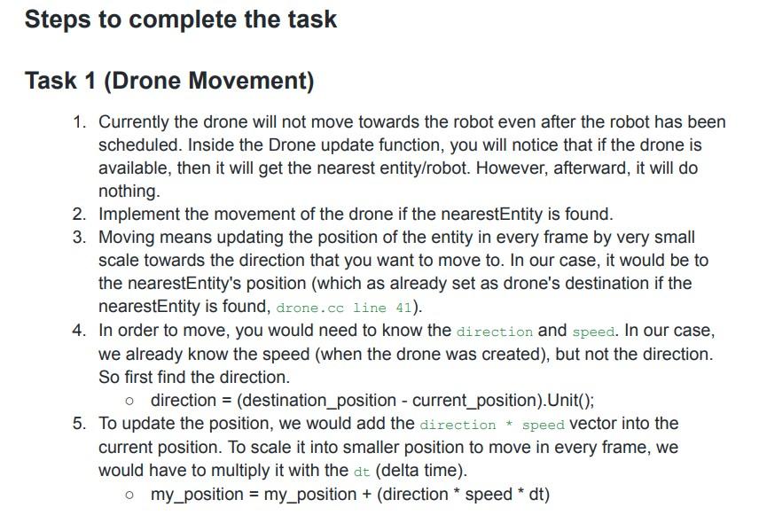 Solved 1. Once The Drone Reaches The Robot, The Destination | Chegg.com