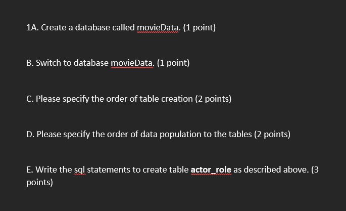 Solved SQL Statements: You need to set up a movie database | Chegg.com
