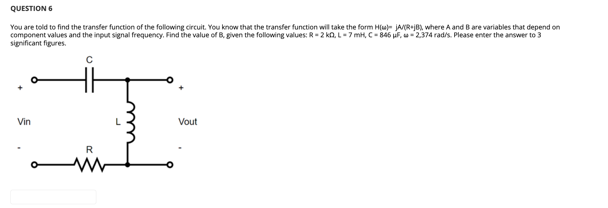 Solved You Are Told To Find The Transfer Function Of The | Chegg.com