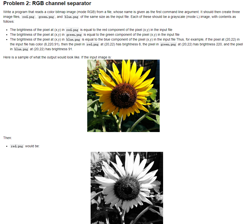 Solved Problem 2: RGB channel separator Write a program that | Chegg.com