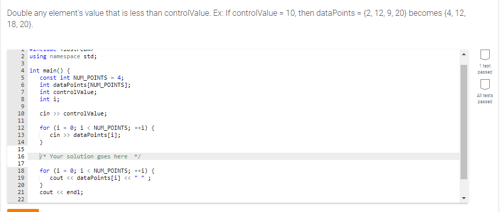 Solved Double any element's value that is less than | Chegg.com
