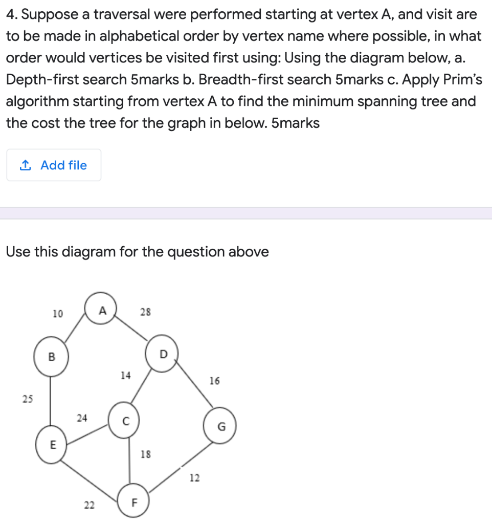 Solved 4. Suppose a traversal were performed starting at | Chegg.com