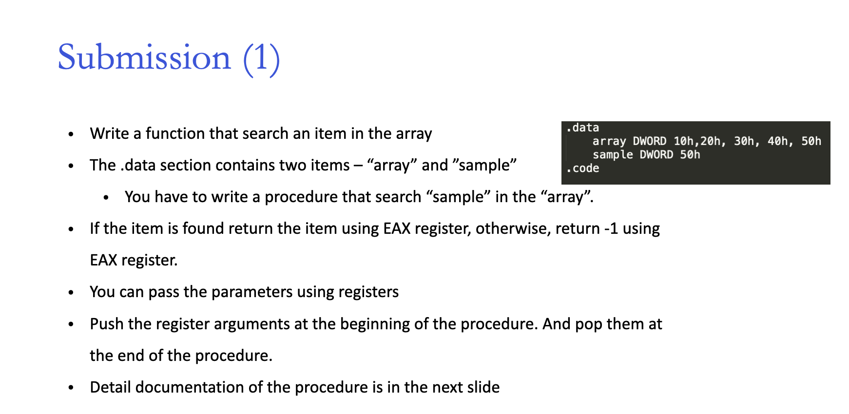 Solved Submission (1) data Write a function that search an | Chegg.com