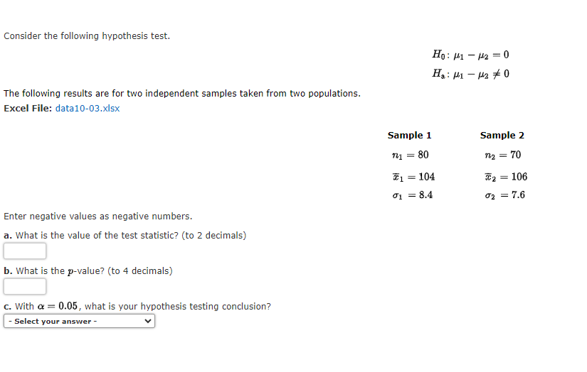 Solved Consider the following hypothesis test. | Chegg.com