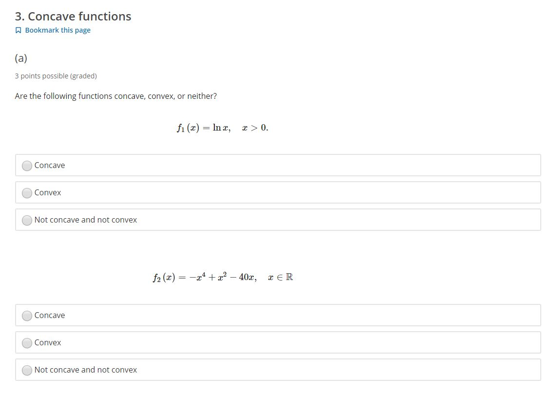 Solved 3. Concave functions Bookmark this page (a) 3 points | Chegg.com