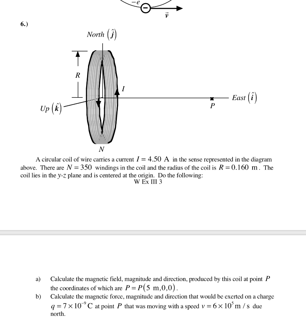 Solved North J East I Up K N A Circular Coil Of W Chegg Com