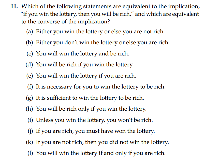 Solved 11. Which of the following statements are equivalent | Chegg.com