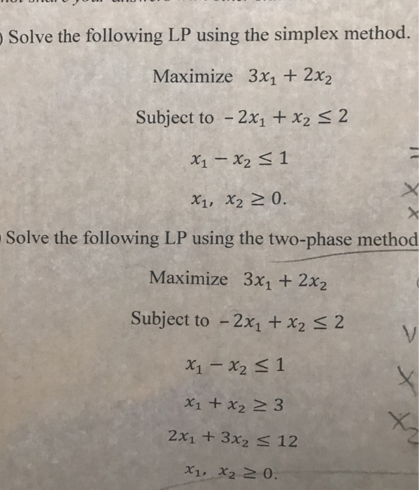 Solved Solve The Following Lp Using The Simplex Method