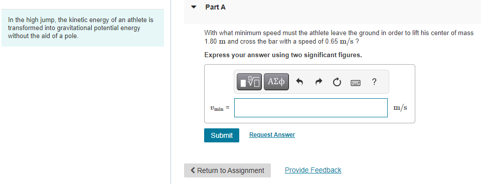 Solved In The High Jump, The Kinetic Energy Of An Athlete Is | Chegg.com