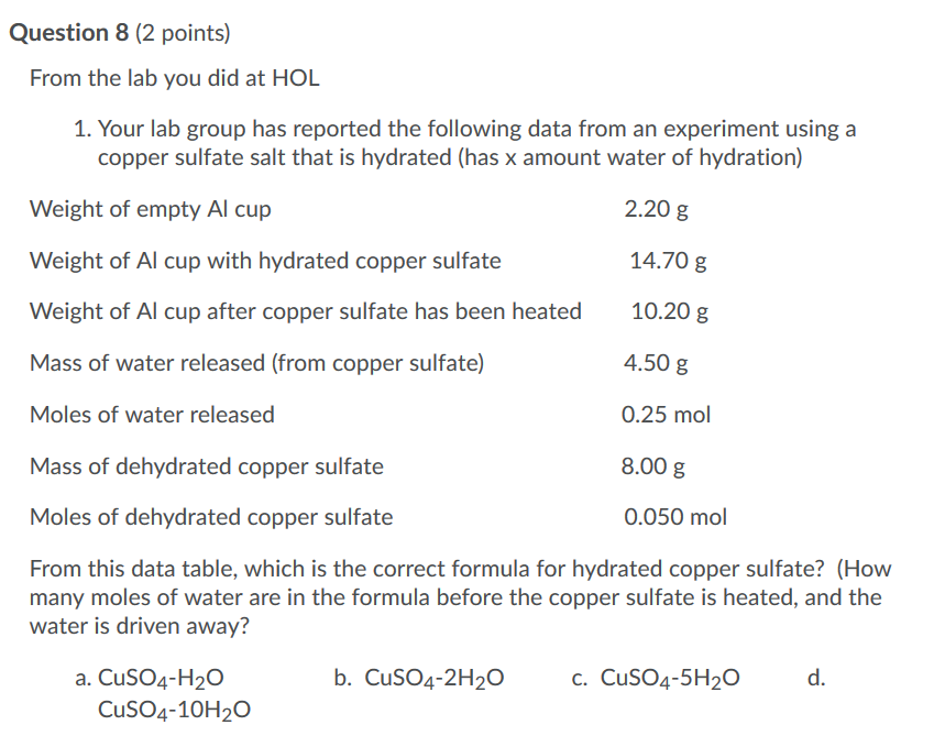 Solved Question 8 (2 points) From the lab you did at HOL 1.