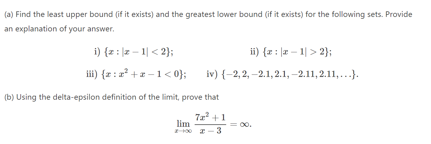 Solved (a) Find the least upper bound (if it exists) and the | Chegg.com