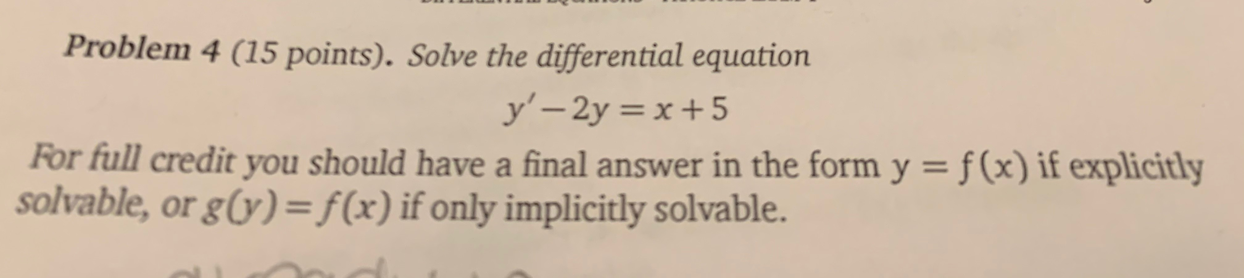 Solved Problem 4 (15 points). Solve the differential | Chegg.com