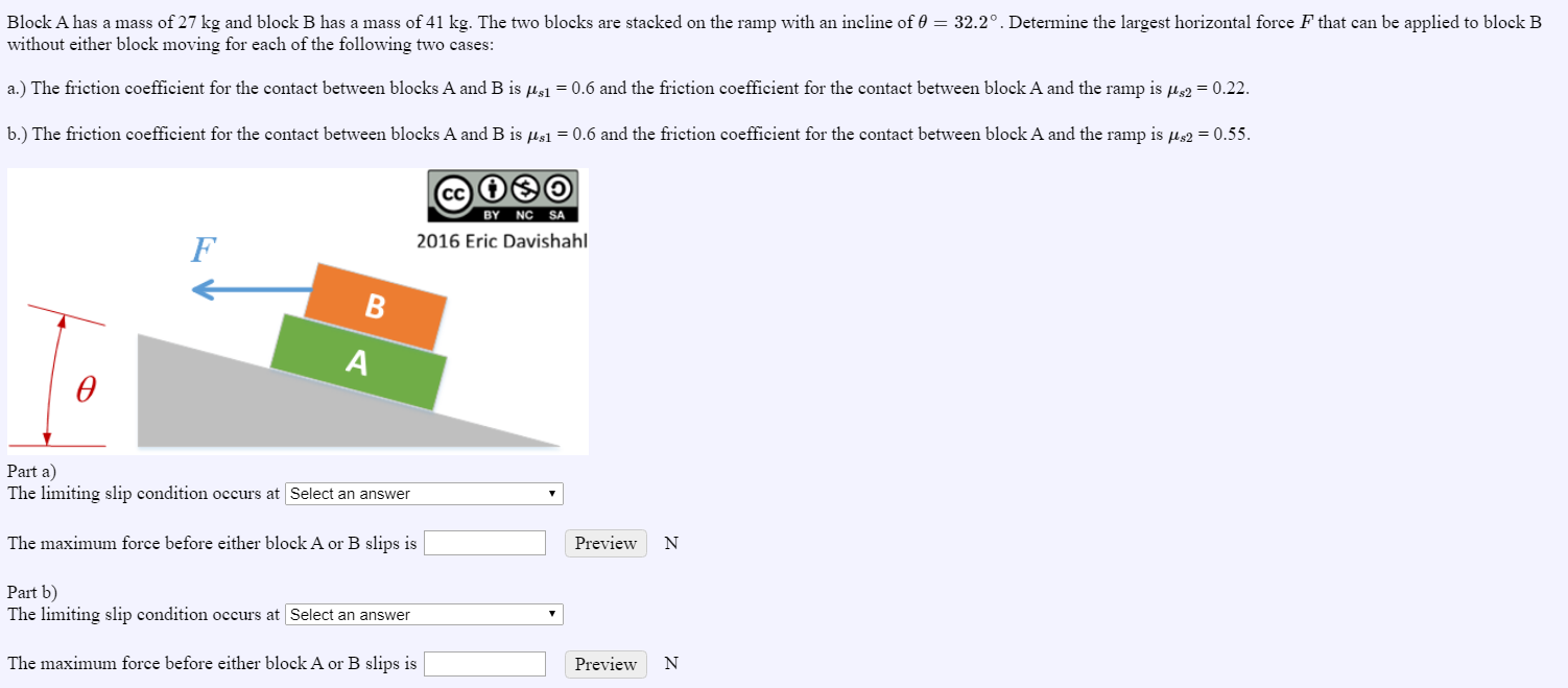 Solved Block A Has A Mass Of 27 Kg And Block B Has A Mass Of | Chegg.com