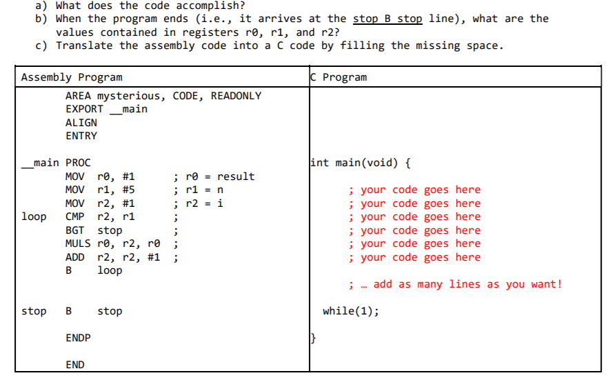 Solved a) What does the code accomplish? b) When the program | Chegg.com
