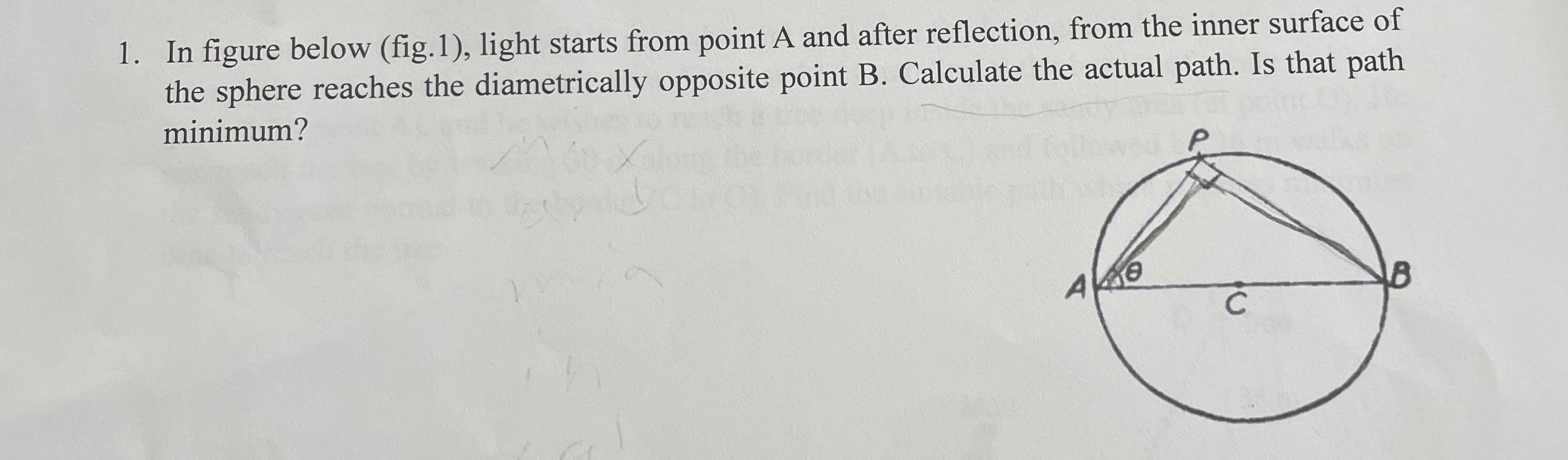 Solved In figure below (fig.1), ﻿light starts from point A | Chegg.com