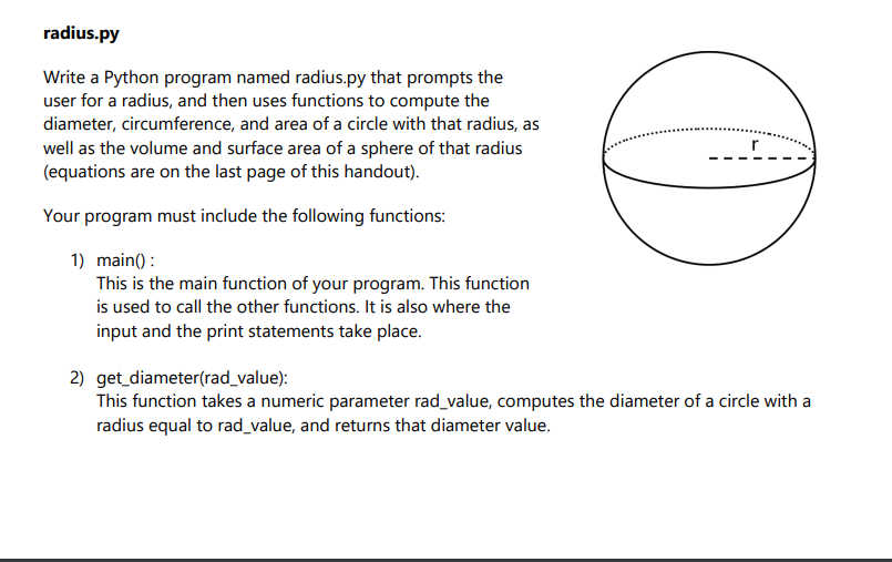 Solved radius.py Write a Python program named radius.py that | Chegg.com