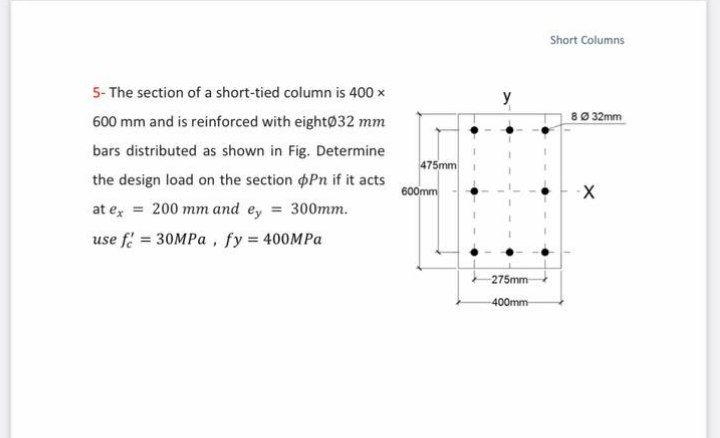 Solved Short Columns 5- The section of a short-tied column | Chegg.com