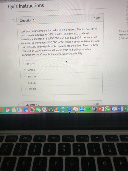 Solved Quiz Instructions 1 pts D Question 1 Last year, your | Chegg.com