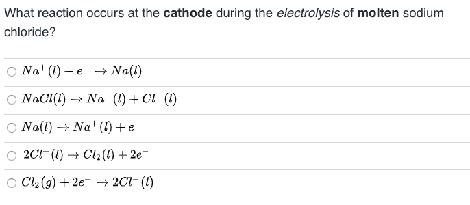 Solved What Reaction Occurs At The Cathode During The Ele