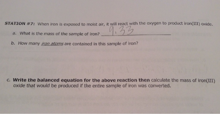 Solved When iron is exposed to moist air, it will react with | Chegg.com