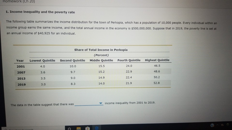 Solved Homework (un 20) 1. Income inequality and the poverty | Chegg.com