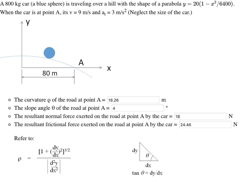 Solved A 800 Kg Car A Blue Sphere Is Traveling Over A Hill