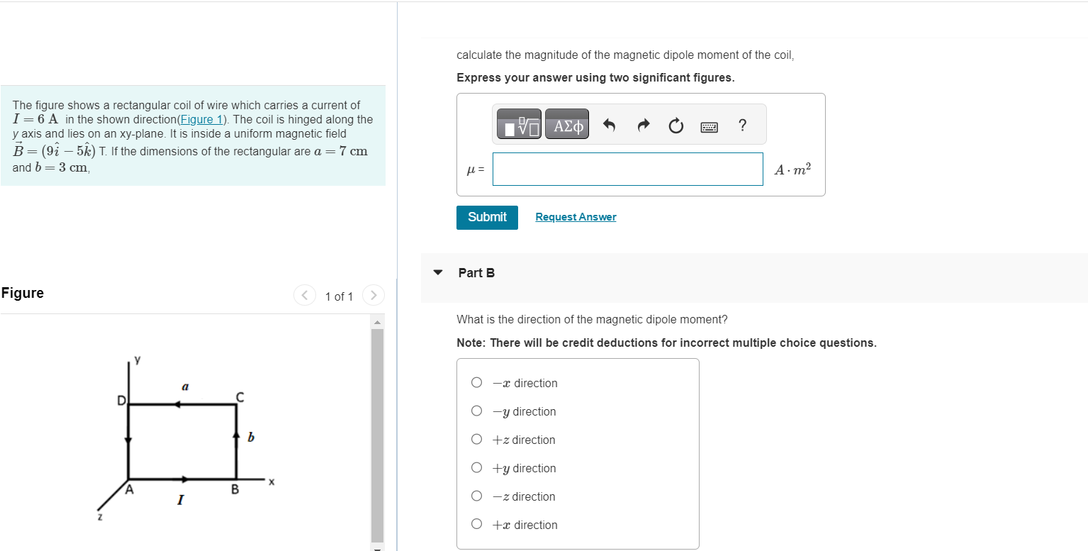 Solved calculate the magnitude of the magnetic dipole moment | Chegg.com