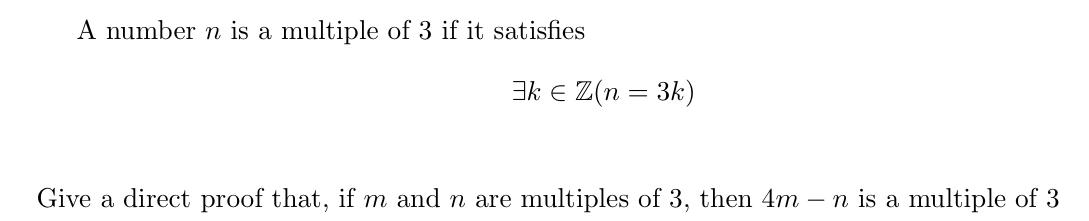 Solved A number n is a multiple of 3 if it satisfies | Chegg.com