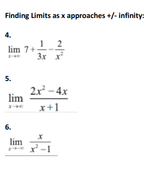 Solved Finding Limits as x approaches +/− infinity: 4. | Chegg.com