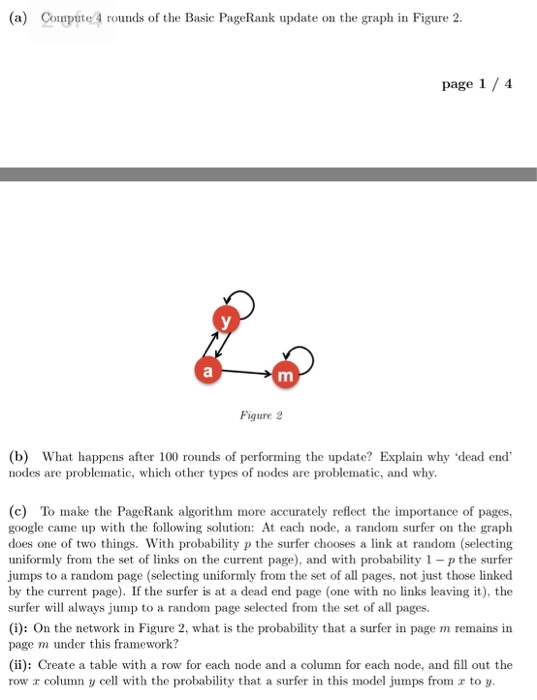 Solved (a) Compute 4 rounds of the Basic PageRank update on | Chegg.com