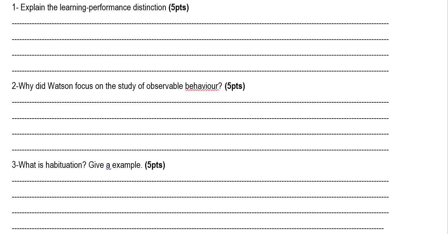 Solved 1- Explain the learning-performance distinction | Chegg.com