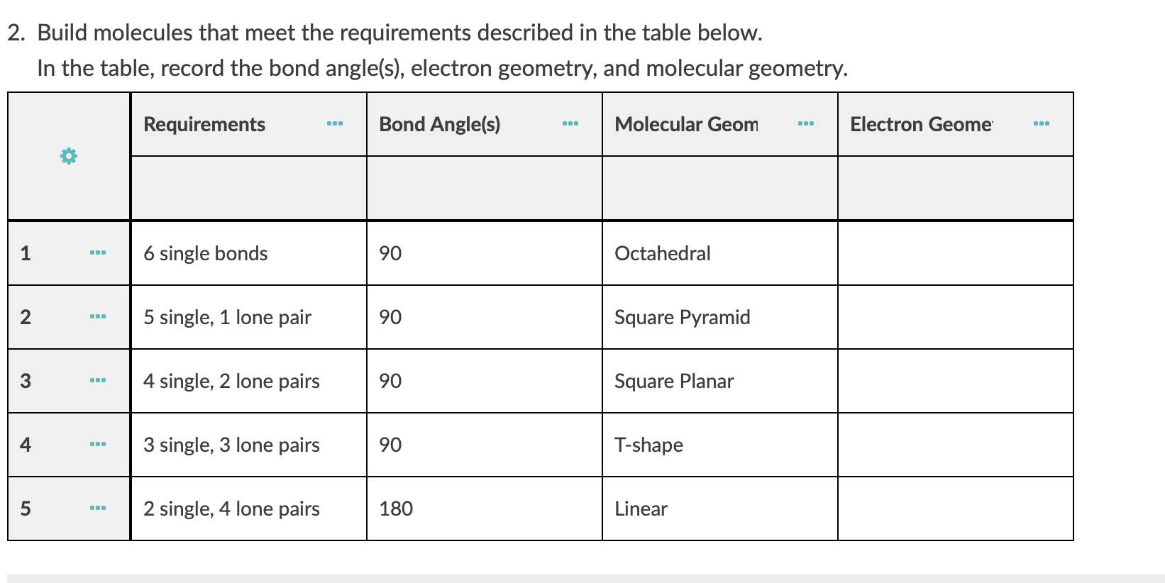 Solved 2. Build molecules that meet the requirements | Chegg.com