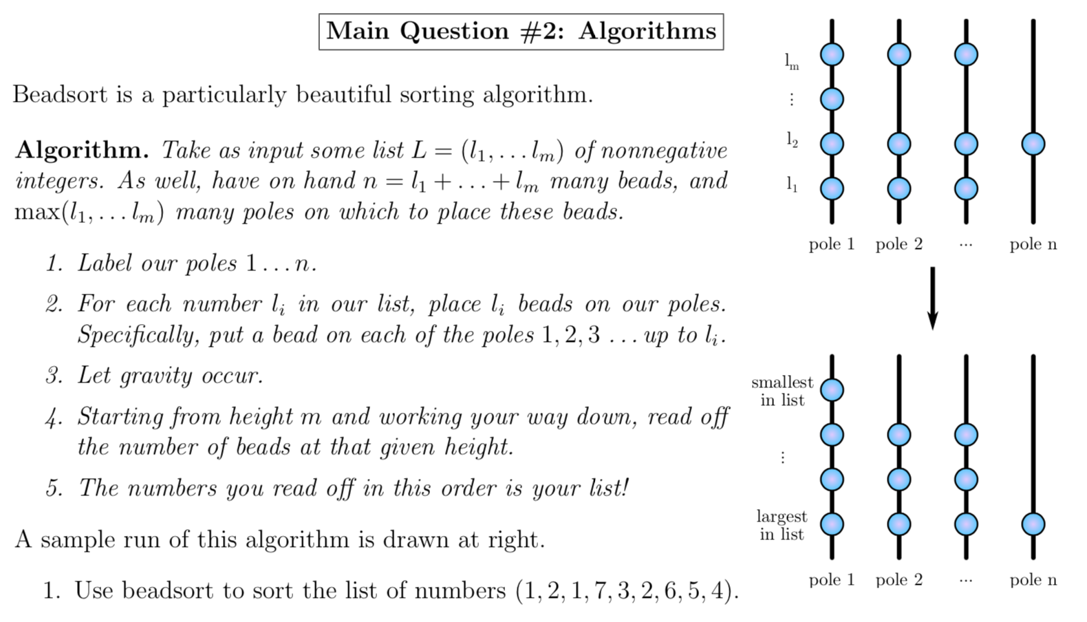 Solved Main Question #2: Algorithms Im Beadsort is a | Chegg.com