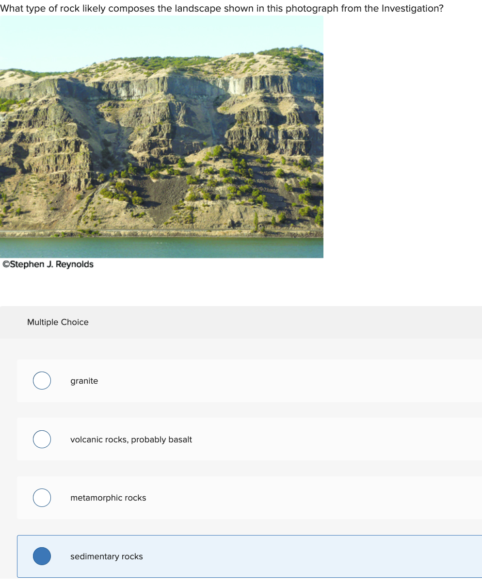 Solved What type of rock likely composes the landscape shown