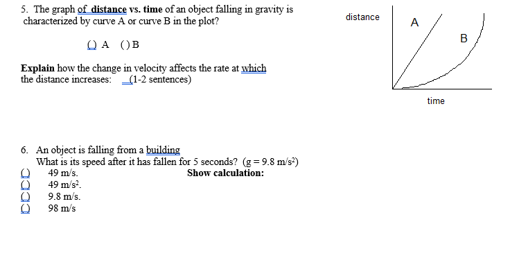 Solved distance A B 5. The graph of distance vs. time of an | Chegg.com