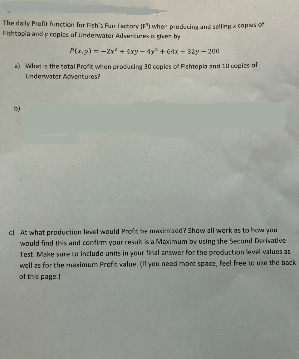 Solved PL,y) = -2.rº + 4ry - 4y2 + 64.1 + 32y - 200 The | Chegg.com