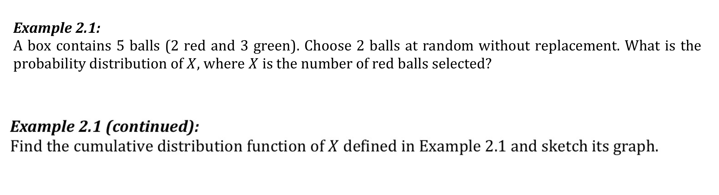 Solved Example 2.1:A box contains 5 ﻿balls ( 2 ﻿red and 3 | Chegg.com