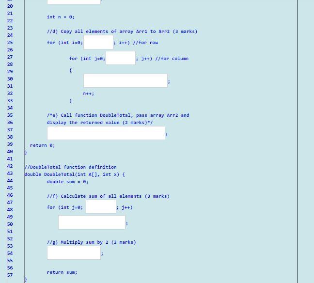 Solved Given an incomplete program below, complete the | Chegg.com