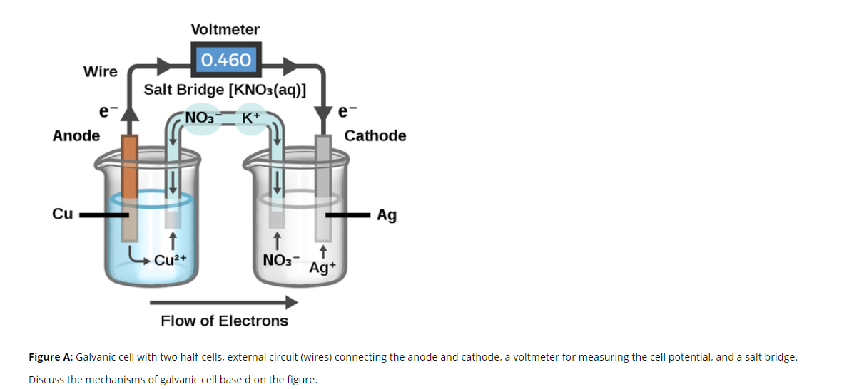 Solved Voltmeter Wire 0.460 Salt Bridge [KNO3(aq)] NO3 K+ e