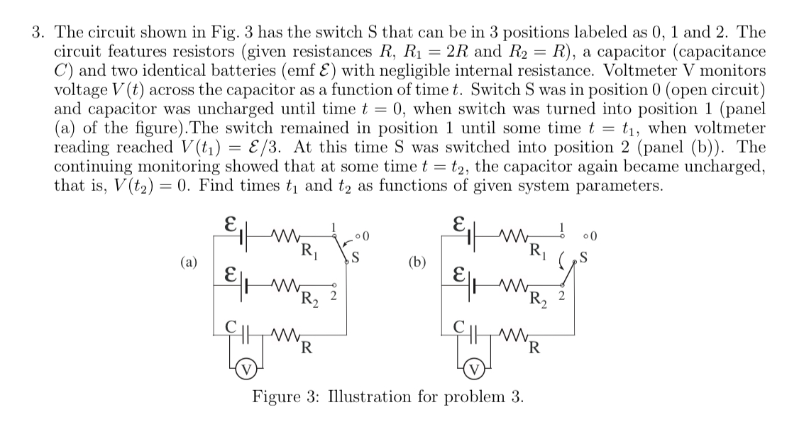 Solved 3. The circuit shown in Fig. 3 has the switch S that | Chegg.com