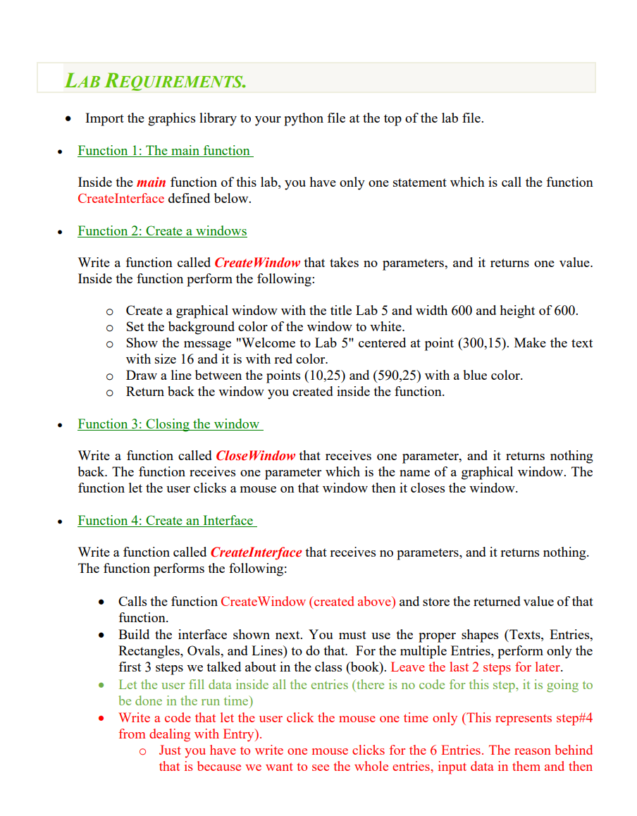 The language used is python. The graphics package | Chegg.com
