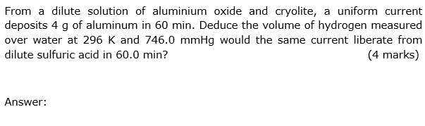 Solved From a dilute solution of aluminium oxide and | Chegg.com